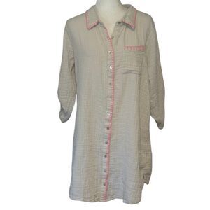 Natural Life Lola Gauze Dress. Beige with Pink Details. Sz L.